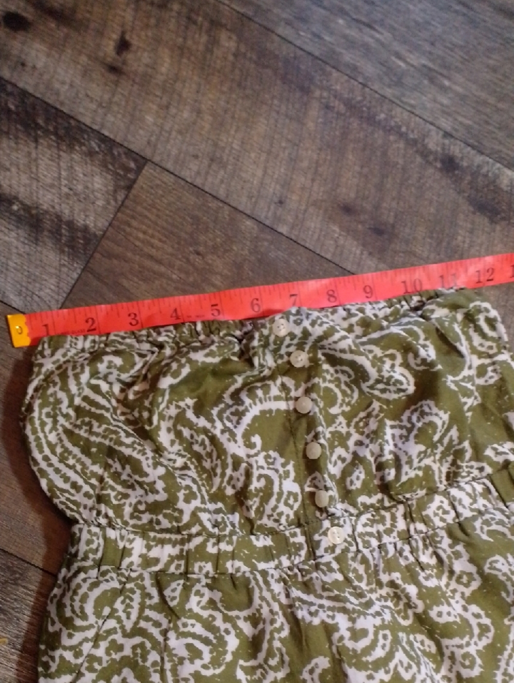 American Eagle Sage Green Paisley Mini Tube Top Dress Trippy Forest Hippie - Picture 10 of 11